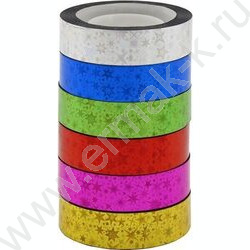 Клейкая лента декоративная 1,2*3 Голографическая /цвет ассорти, микс дизайнов | Фото 1