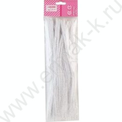 Проволока пушистая 30см/15мм 10шт Шенил /цвет белый /блистер | Фото 1