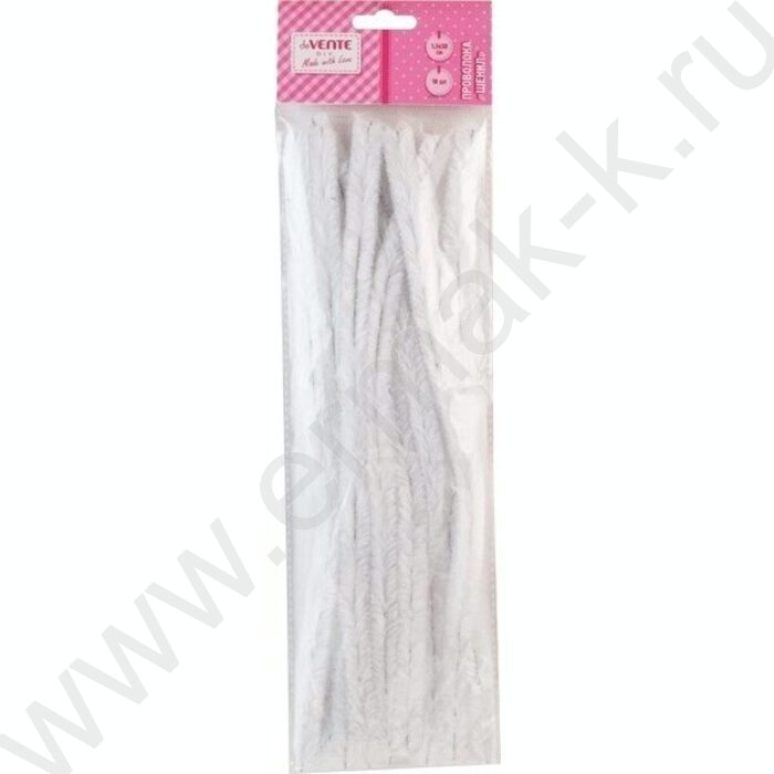 Проволока пушистая 30см/15мм 10шт Шенил /цвет белый /блистер | Фото 1