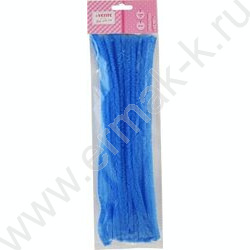 Проволока пушистая 30см/15мм 10шт Шенил /цвет голубой /блистер | Фото 1