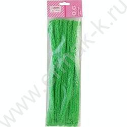 Проволока пушистая 30см/15мм 10шт Шенил /цвет зеленый /блистер | Фото 1