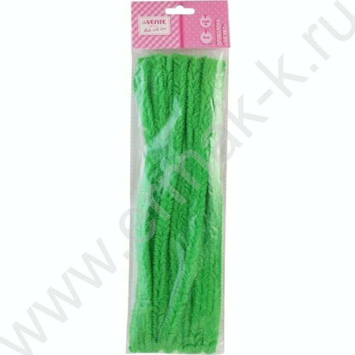 Проволока пушистая 30см/15мм 10шт Шенил /цвет зеленый /блистер | Фото 1