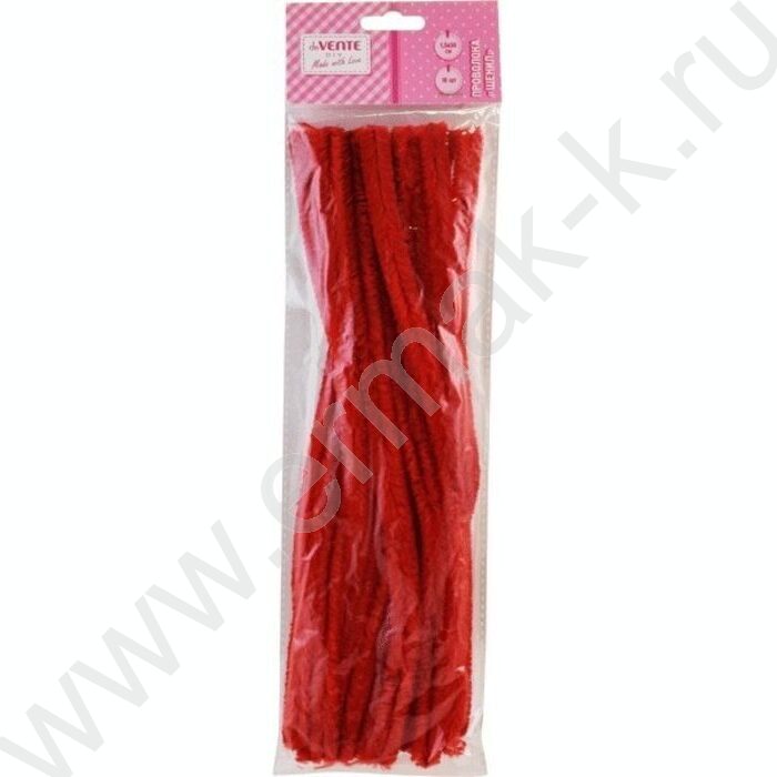 Проволока пушистая 30см/15мм 10шт Шенил /цвет красный /блистер | Фото 1