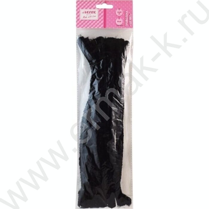 Проволока пушистая 30см/15мм 10шт Шенил /цвет черный /блистер | Фото 1