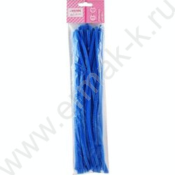 Проволока пушистая 30см/6мм 30шт Шенил /цвет голубой /блистер | Фото 1