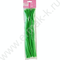 Проволока пушистая 30см/6мм 30шт Шенил /цвет зеленый /блистер | Фото 1