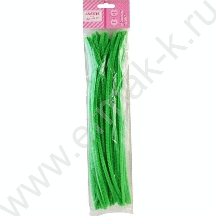 Проволока пушистая 30см/6мм 30шт Шенил /цвет зеленый /блистер | Фото 1