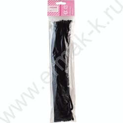 Проволока пушистая 30см/6мм 30шт Шенил /цвет черный /блистер | Фото 1