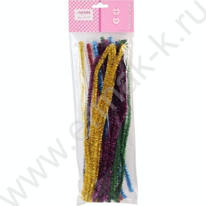 Проволока пушистая 30см/9мм 30шт Шенил "Блестящая" /ассорти цветов /блистер | Фото 1