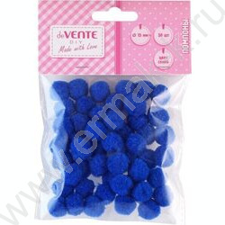 Помпоны d-15мм 50шт, цвет синий, европодвес | Фото 1