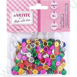 Пайетки декоративные Metallic 8*8мм цвета - ассорти 14г /блистер | Фото 1