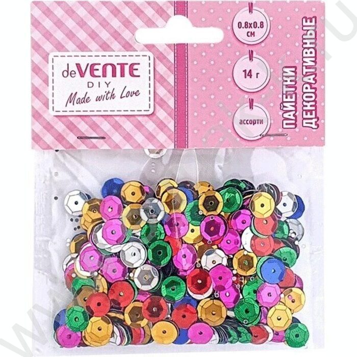 Пайетки декоративные Metallic 8*8мм цвета - ассорти 14г /блистер | Фото 1