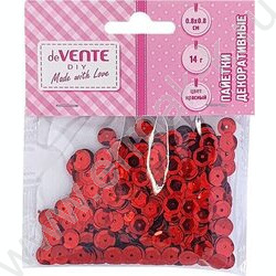 Пайетки декоративные Metallic 8*8мм цвет красный 14г /блистер | Фото 1