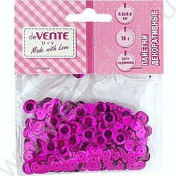 Пайетки декоративные Metallic 8*8мм цвет маджента 14г /блистер | Фото 1