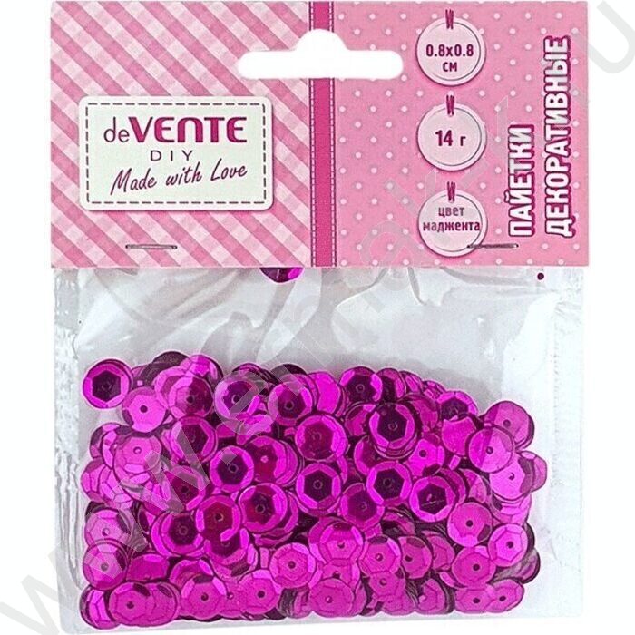 Пайетки декоративные Metallic 8*8мм цвет маджента 14г /блистер | Фото 1