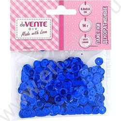 Пайетки декоративные Metallic 8*8мм цвет синий 14г /блистер | Фото 1