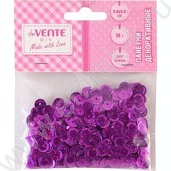 Пайетки декоративные Brilliant 8*8мм цвет фуксия 14г /блистер | Фото 1