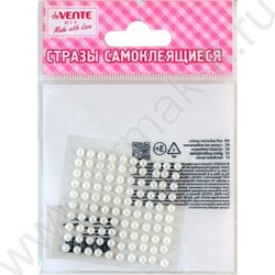 Наклейки-стразы акриловые "Жемчуг" размер 4мм, 100шт /белые /блистер | Фото 1