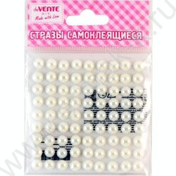 Наклейки-стразы акриловые "Жемчуг" размер 8мм, 80шт /белые /блистер | Фото 1