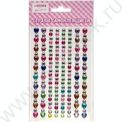 Наклейки-стразы акриловые "Hearts and diamonds" 9,5*15см /цвет ассорти /блистер | Фото 1