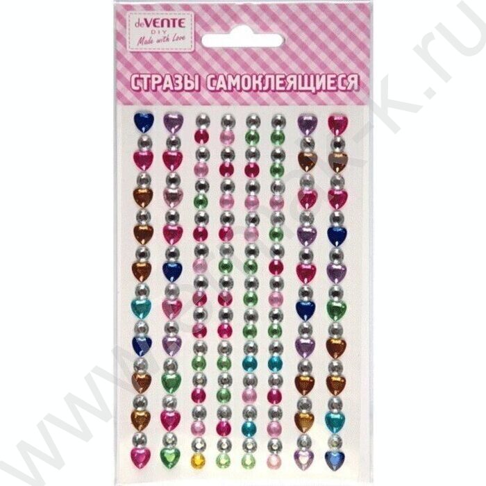 Наклейки-стразы акриловые "Hearts and diamonds" 9,5*15см /цвет ассорти /блистер | Фото 1