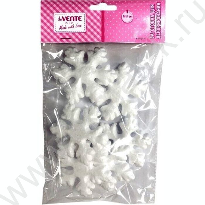 Пенопластовые фигурки Снежинки 70*11мм/6шт | Фото 1