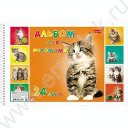 Альбом д/рисования-спираль 24л "Милые котята" /лак/ 5видов | Фото 1