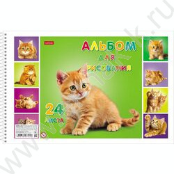 Альбом д/рисования-спираль 24л "Милые котята" /лак/ 5видов | Фото 4