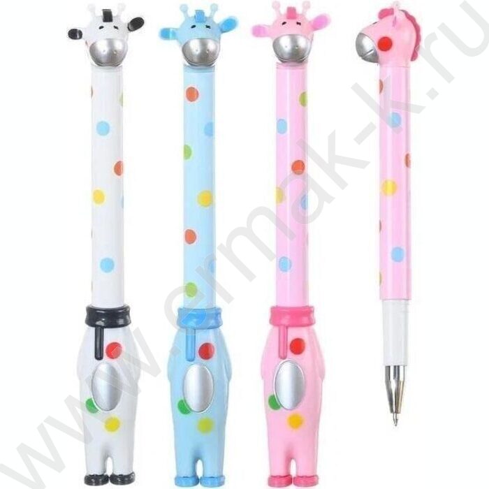 Ручка шар 0,38мм синяя Жираф/цв.корпус, исполнен в форме жирафика /ассорти/ | Фото 1