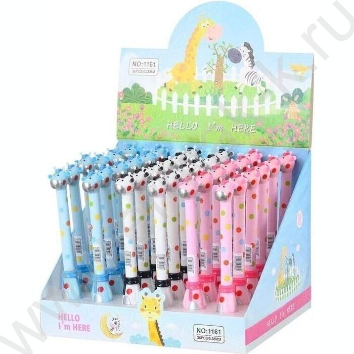 Ручка шар 0,38мм синяя Жираф/цв.корпус, исполнен в форме жирафика /ассорти/ | Фото 2