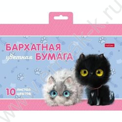 Бумага бархатная А5 10л/10цв "Кошарики" европодвес | Фото 1