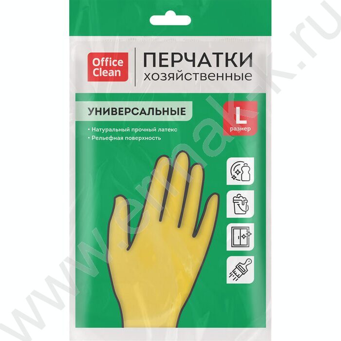 Перчатки резиновые хозяйственные L "Универсальные" /желтые /пакет с европодвесом | Фото 6