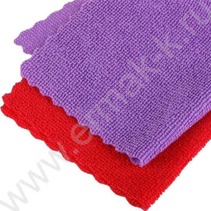 Салфетка из микрофибры 25*25см "Универсальные" /набор 2шт. (фиолетовая+красная) | Фото 3