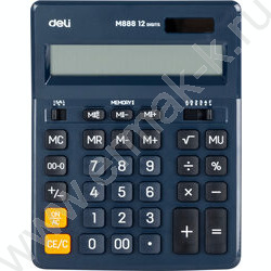 Калькулятор Deli EM888F-BLUE /двойное питание/ синий, 12 разряд | Фото 1