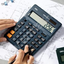 Калькулятор Deli EM888F-BLUE /двойное питание/ синий, 12 разряд | Фото 2