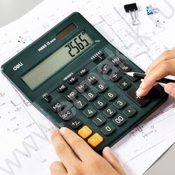 Калькулятор Deli EM888F-GREEN /двойное питание/ зеленый, 12 разряд | Фото 4