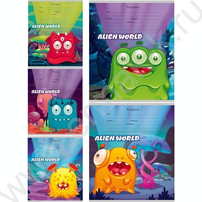 Тетрадь  12л линейка "Милые монстрики-1" 5видов | Фото 1