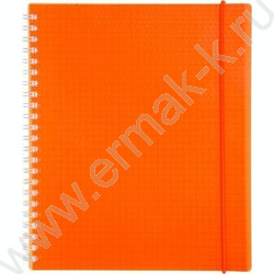 Тетрадь  80л клетка/спираль/пластик.обл./на резинке "DIAMOND NEON Оранжевая" | Фото 1