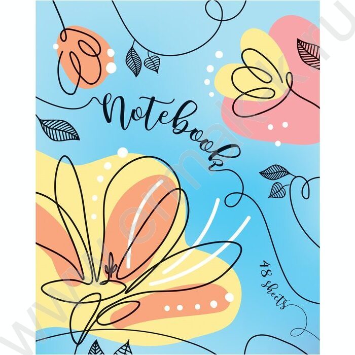 Тетрадь  48л клетка "Цветочные узоры" (блок эконом) | Фото 2