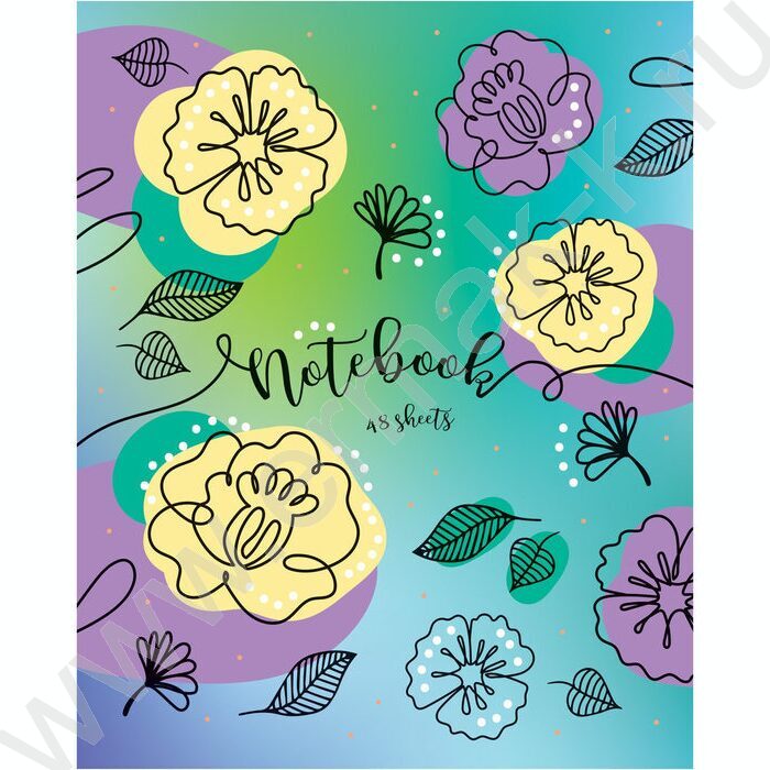 Тетрадь  48л клетка "Цветочные узоры" (блок эконом) | Фото 4