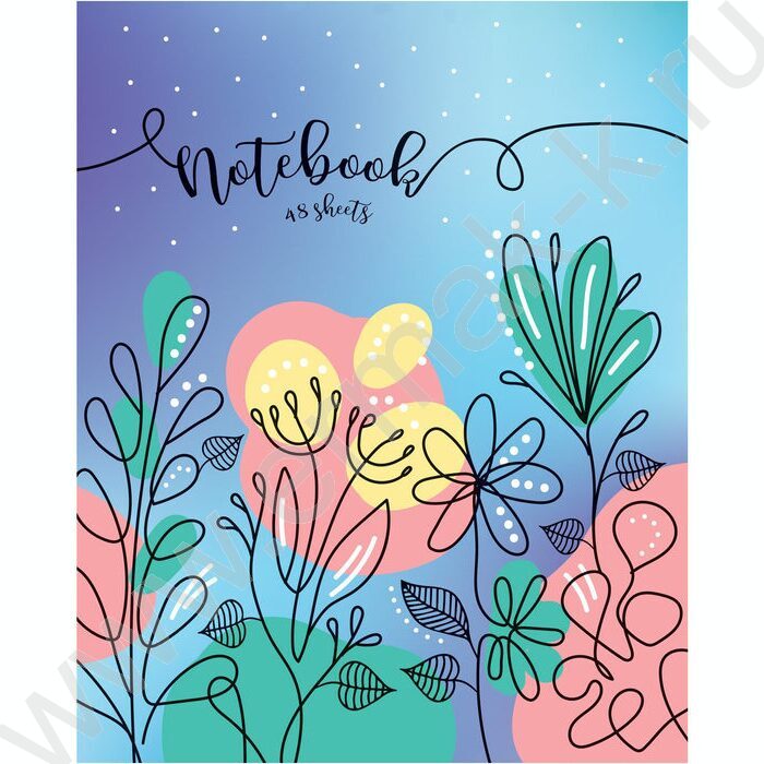 Тетрадь  48л клетка "Цветочные узоры" (блок эконом) | Фото 5