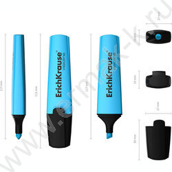 Текстовыделитель /голубой/ 5,2мм косой Visioline V-12 Neon  | Фото 3