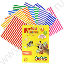 Картон цв. мелов. А4  8л/8цв Каляка Маляка /узор - полоски | Фото 4