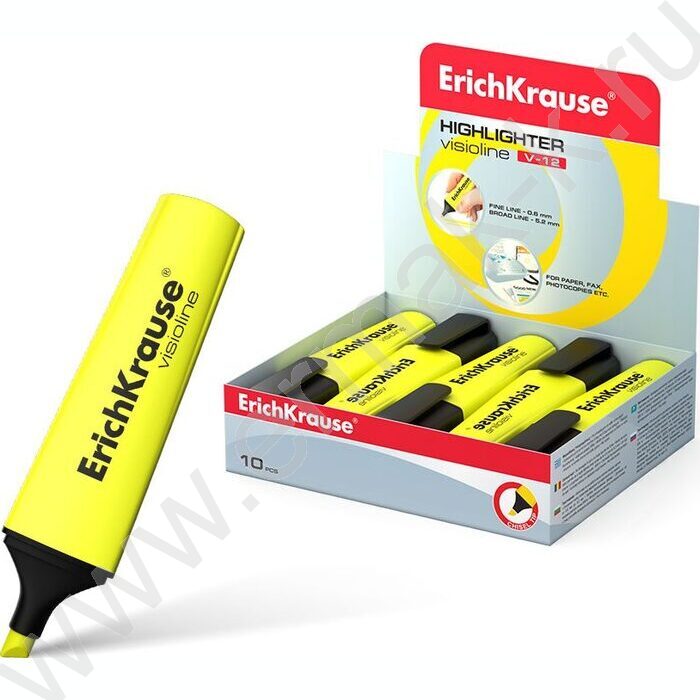 Текстовыделитель /желтый/ 5,2мм косой Visioline V-12   | Фото 2