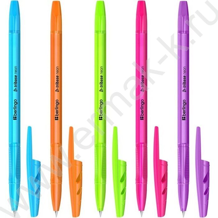 Ручка шар "Tribase Neon" 0,7мм синяя /ассорти | Фото 1