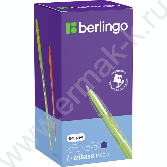 Ручка шар "Tribase Neon" 0,7мм синяя /ассорти | Фото 3