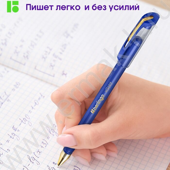 Ручка шар "xGold" 0,7мм синяя /резин. грип /игольчатый стержень | Фото 2