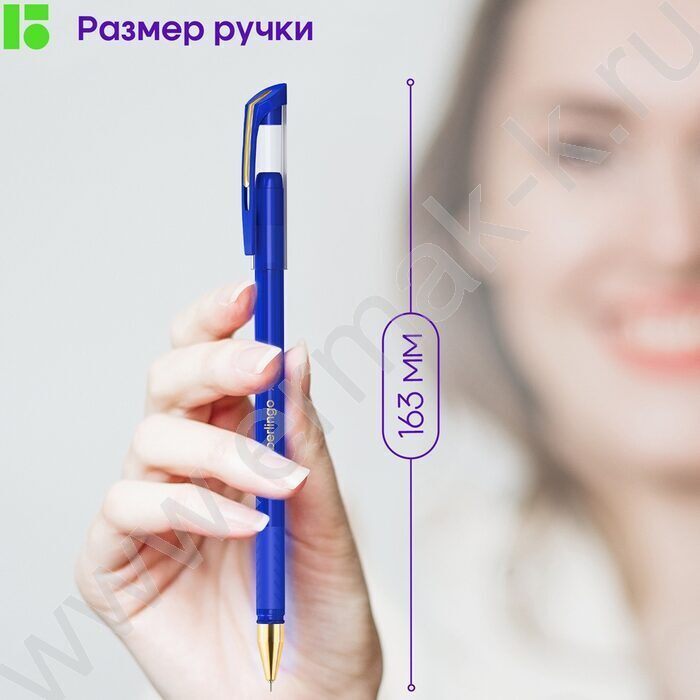 Ручка шар "xGold" 0,7мм синяя /резин. грип /игольчатый стержень | Фото 6