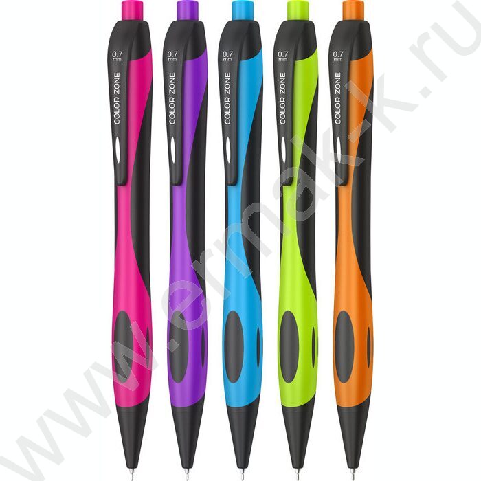 Ручка шар авт синяя 0,7мм "Color Zone" /корпус прорезин. пластик /ассорти | Фото 1