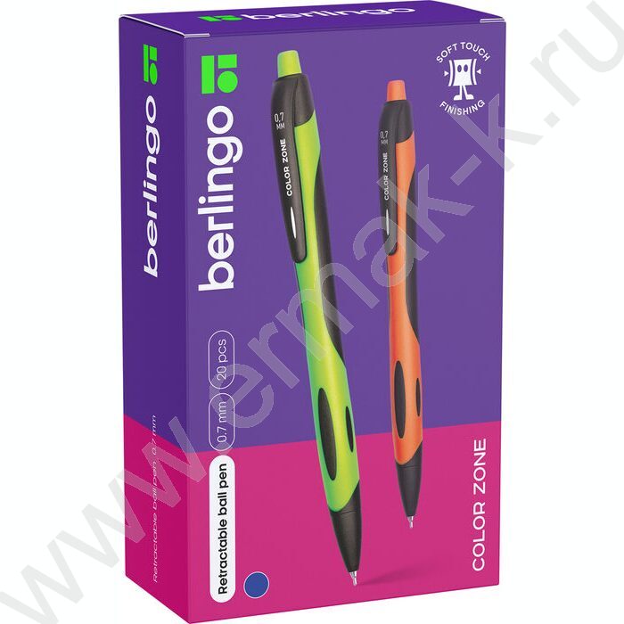 Ручка шар авт синяя 0,7мм "Color Zone" /корпус прорезин. пластик /ассорти | Фото 3